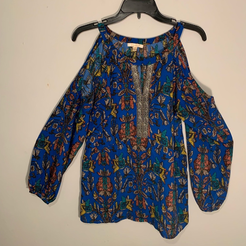 Blue Multi-Colored Boutique Blouse